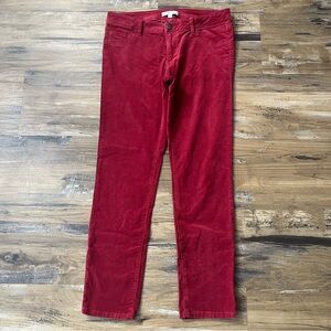 CAbi Maroon Red Corduroy Straight Leg Ankle Rustic Womens Pant Slacks Trousers